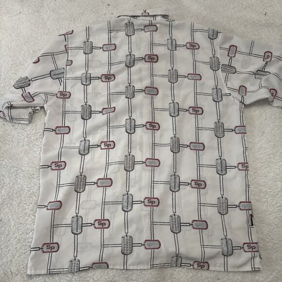 Southpole Shirt Men's XL Short Sleeve Button Up All Over Print Dog Tags Y2K - Picture 6 of 6